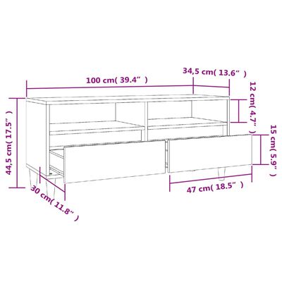 vidaXL Comodă TV, gri sonoma, 100x34,5x44,5 cm, lemn prelucrat