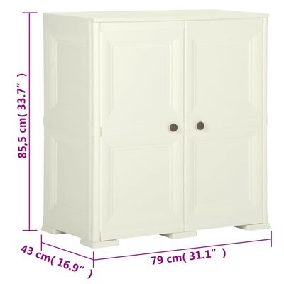 vidaXL Dulap din plastic, 79x43x85,5 cm, vanilla ice, design de lemn