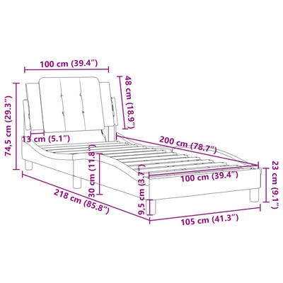 vidaXL Cadru de pat cu tăblie, negru, 100x200 cm, piele ecologică