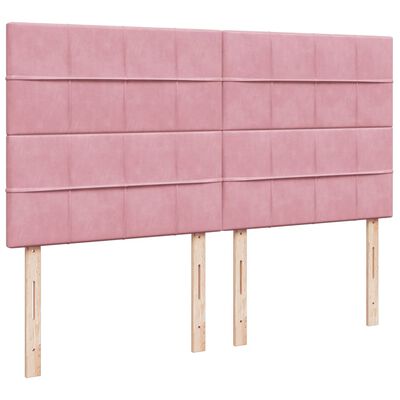 vidaXL Pat box spring cu saltea, roz, 200x200 cm, catifea