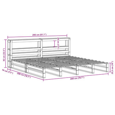 vidaXL Cadru de pat fără saltea, maro ceruit 200x200 cm lemn masiv pin