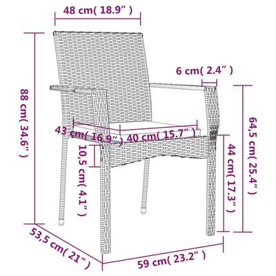 vidaXL Set mobilier de grădină cu perne, 3 piese, negru/gri, poliratan