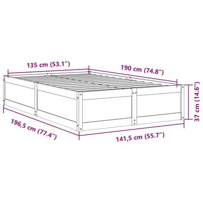 vidaXL Cadru de pat fără saltea, 135x190 cm, lemn masiv de pin