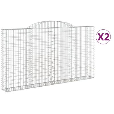 vidaXL Coșuri gabion arcuite 2 buc. 300x30x160/180 cm fier galvanizat