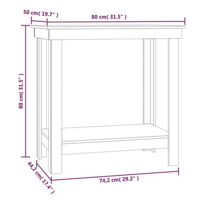 vidaXL Banc de lucru, alb, 80x50x80 cm, lemn masiv pin