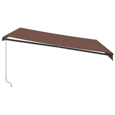 vidaXL Copertina retractabilă manual cu LED-uri, maro, 400x350 cm