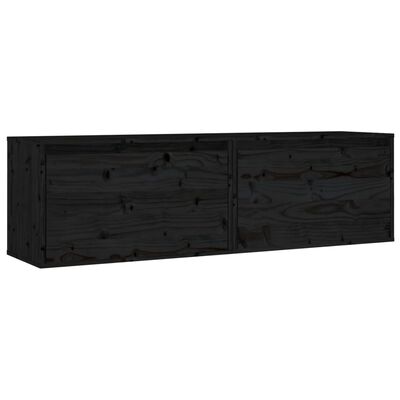 vidaXL Dulapuri de perete, 2 buc., negru, 60x30x35 cm, lemn masiv pin