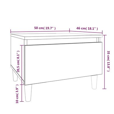 vidaXL Masă laterală, alb, 50x46x35 cm, lemn compozit