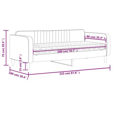 vidaXL Pat de zi cu saltea, negru, 90x200 cm, catifea