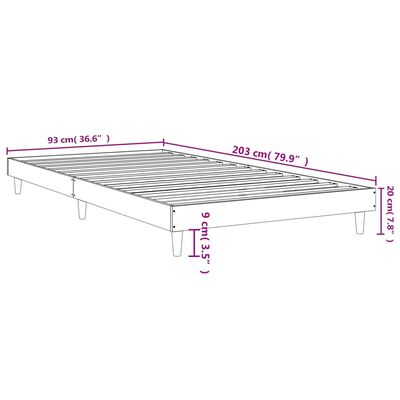 vidaXL Cadru pat fără saltea stejar sonoma, 90x200 cm, lemn prelucrat