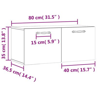 vidaXL Dulap de perete, negru, 80x36,5x35 cm, lemn compozit