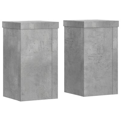 vidaXL Suport de plante, 2 buc., gri beton, 10x10x18 cm lemn prelucrat