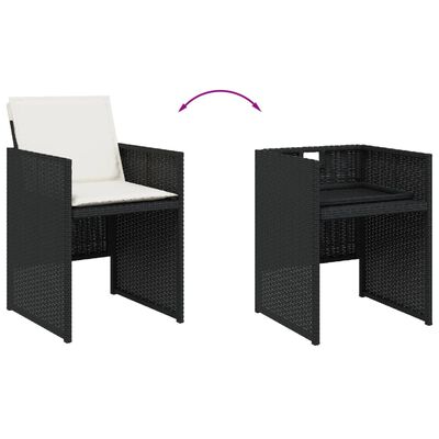 vidaXL Set mobilier de grădină cu perne, 9 piese, negru, poliratan