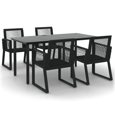 vidaXL Set mobilier de grădină, 5 piese, negru, ratan PVC