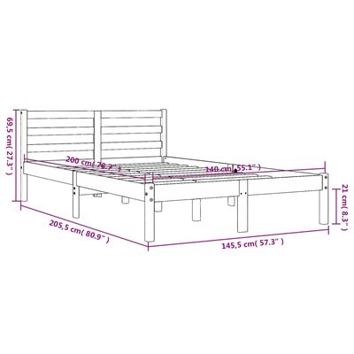 vidaXL Cadru de pat fără saltea, maro ceruit 140x200 cm lemn masiv pin