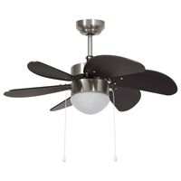 vidaXL Ventilator de tavan cu iluminare, maro închis, 76 cm