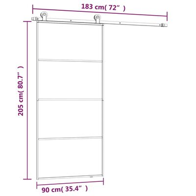 vidaXL Ușă glisantă cu set feronerie, 90x205 cm, sticlă ESG/aluminiu