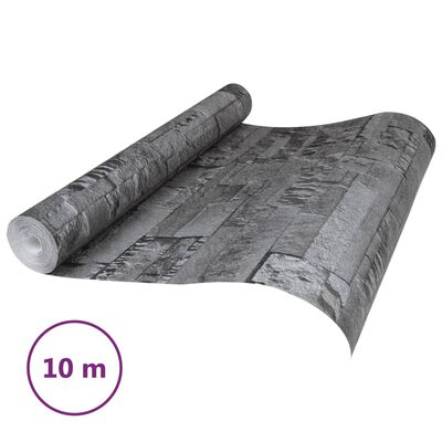 vidaXL Tapet 3D, aspect piatră negru, 10x0,53 m, nețesut
