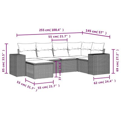 vidaXL Set canapele de grădină cu perne, 6 piese gri deschis poliratan