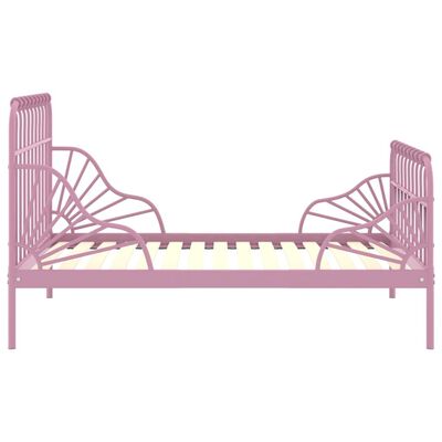 vidaXL Cadru de pat extensibil, roz, metal, 80x130/200 cm