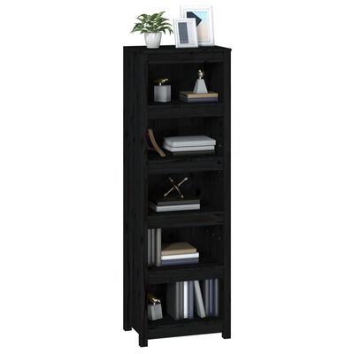 vidaXL Bibliotecă, negru, 50x35x154 cm, lemn masiv de pin