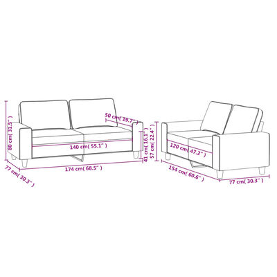 vidaXL Set de canapele, 2 piese, gri deschis, material textil