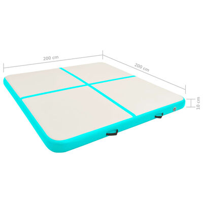 vidaXL Saltea gimnastică gonflabilă cu pompă verde 200x200x10 cm PVC