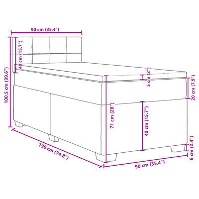 vidaXL Pat box spring cu saltea, negru, 90x190 cm, textil