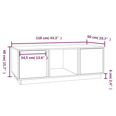 vidaXL Măsuță de cafea, gri, 110x50x40 cm, lemn masiv de pin