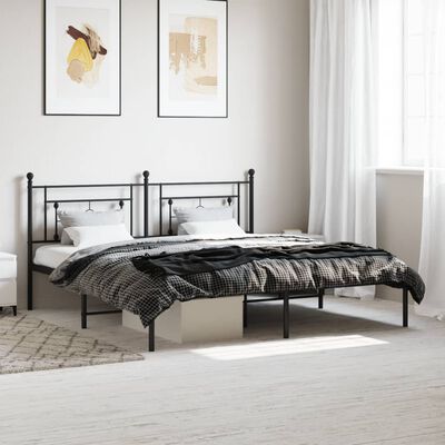 vidaXL Cadru de pat metalic cu tăblie, negru, 180x200 cm