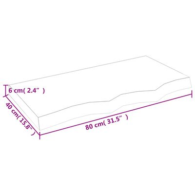 vidaXL Blat de baie, maro închis, 80x40x(2-6) cm, lemn masiv tratat