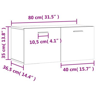 vidaXL Dulap de perete, gri beton, 80x36,5x35 cm, lemn compozit