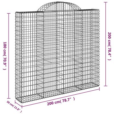 vidaXL Coșuri gabion arcuite 3 buc, 200x30x180/200cm, fier galvanizat