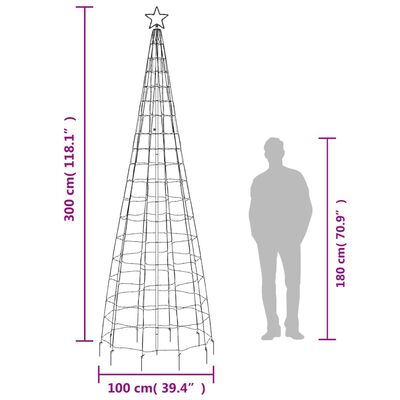 vidaXL Lumină brad de Crăciun cu țăruși 570 LED-uri, alb rece, 300 cm