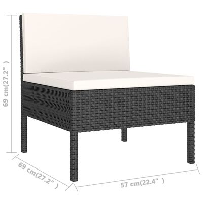 vidaXL Set mobilier de grădină cu perne, 12 piese, negru, poliratan