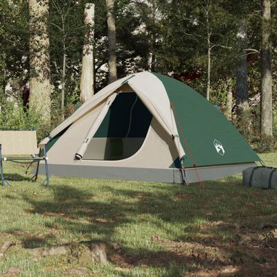 vidaXL Cort de camping cupolă pentru 3 persoane, verde, impermeabil