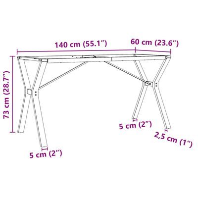 vidaXL Picioare masă de sufragerie Y-Frame 140x60x73 cm Fontă