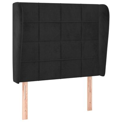 vidaXL Tăblie de pat cu aripioare, negru, 103x23x118/128 cm, catifea