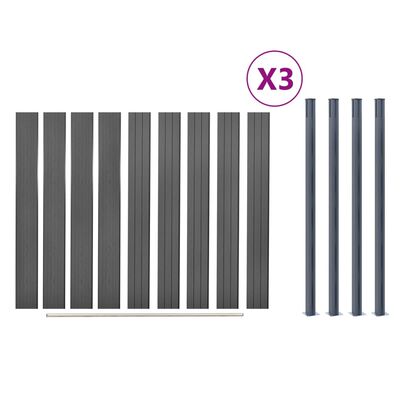 vidaXL Set panouri pentru gard, gri, 526x186 cm, WPC