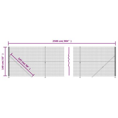 vidaXL Gard plasă de sârmă cu bordură, verde, 1,4x25 m