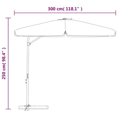 vidaXL Umbrelă de soare de grădină, stâlp din oțel, negru, 300 cm