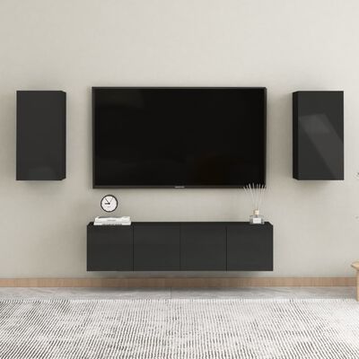vidaXL Comode TV, 2 buc., negru extralucios, 30,5x30x60 cm