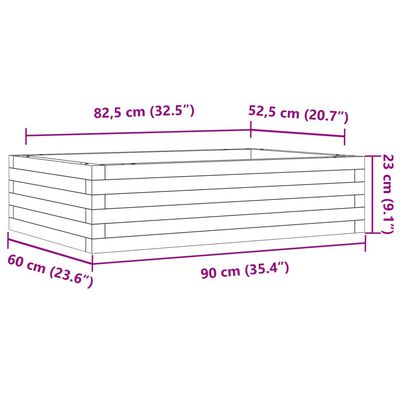 vidaXL Jardinieră de grădină, 90x60x23 cm, lemn de pin impregnat