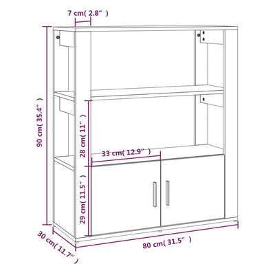 vidaXL Servantă, stejar maro, 80x30x90 cm, lemn prelucrat