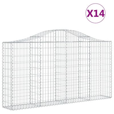 vidaXL Coșuri gabion arcuite 14 buc, 200x30x100/120 cm fier galvanizat