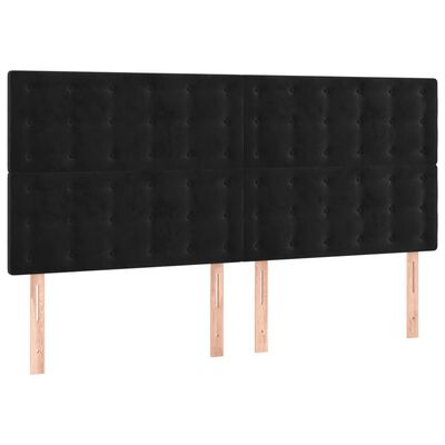 vidaXL Tăblie de pat cu LED, negru, 160x5x118/128 cm, catifea