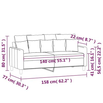 vidaXL Canapea cu 2 locuri, maro, 140 cm, catifea