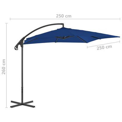 vidaXL Umbrelă suspendată cu stâlp din oțel, azuriu, 250 x 250 cm