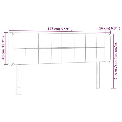 vidaXL Tăblie de pat cu LED, crem, 147x16x78/88 cm material textil