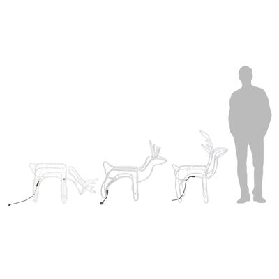 vidaXL Set de figurine ren de Crăciun, 3 piese, alb rece